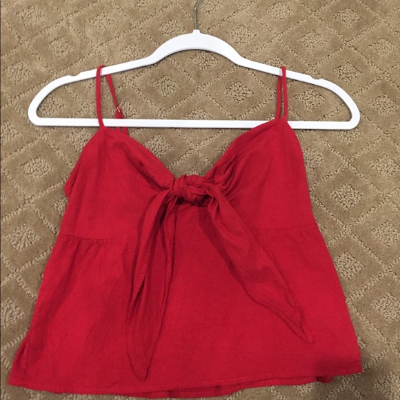 Brandy Melville Tops - Brandy Melville Red Tie Front Tank